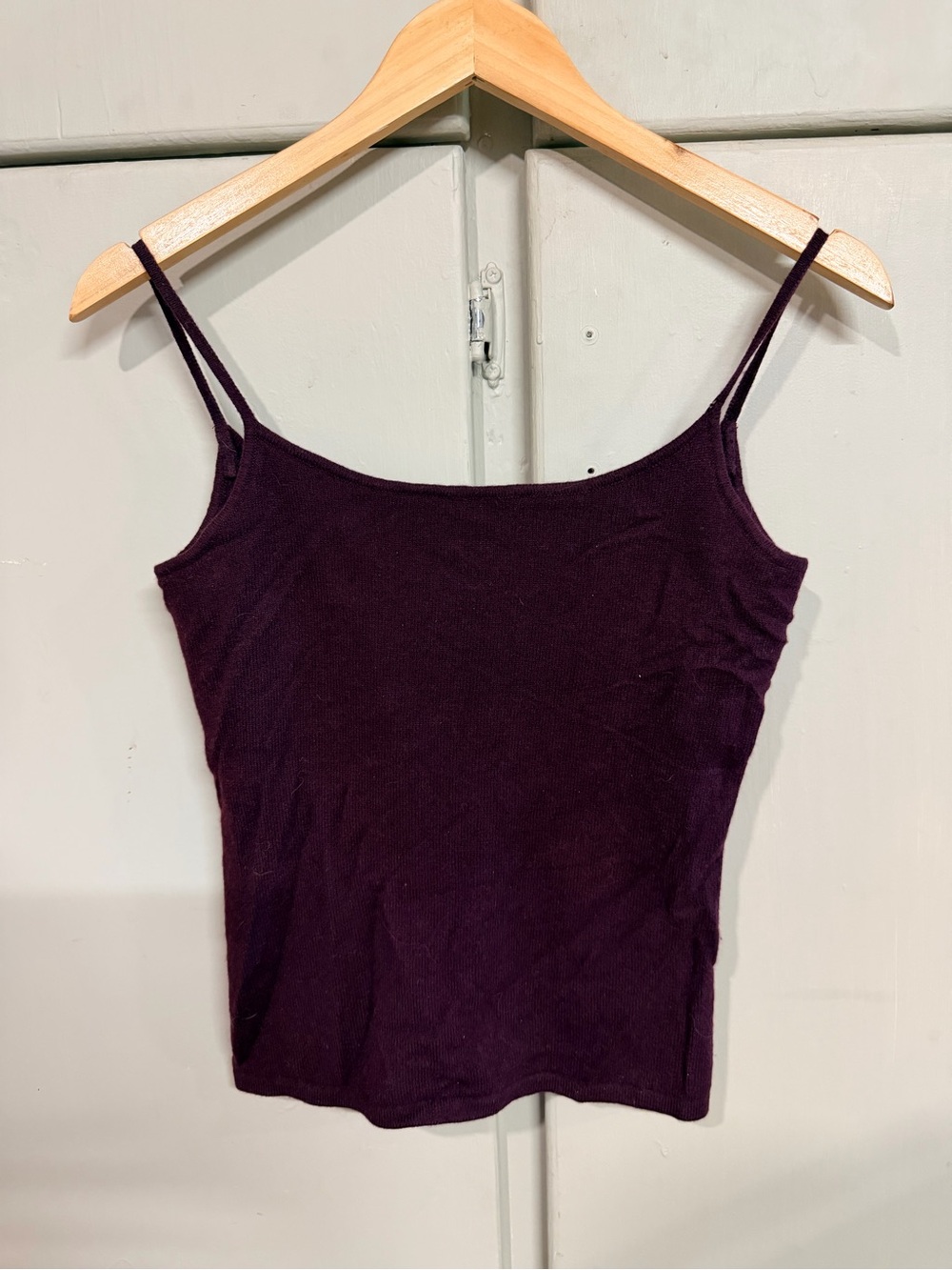 Ralph Lauren Cashmere Purple Solid Knit Camisole Tank Spaghetti Strap M